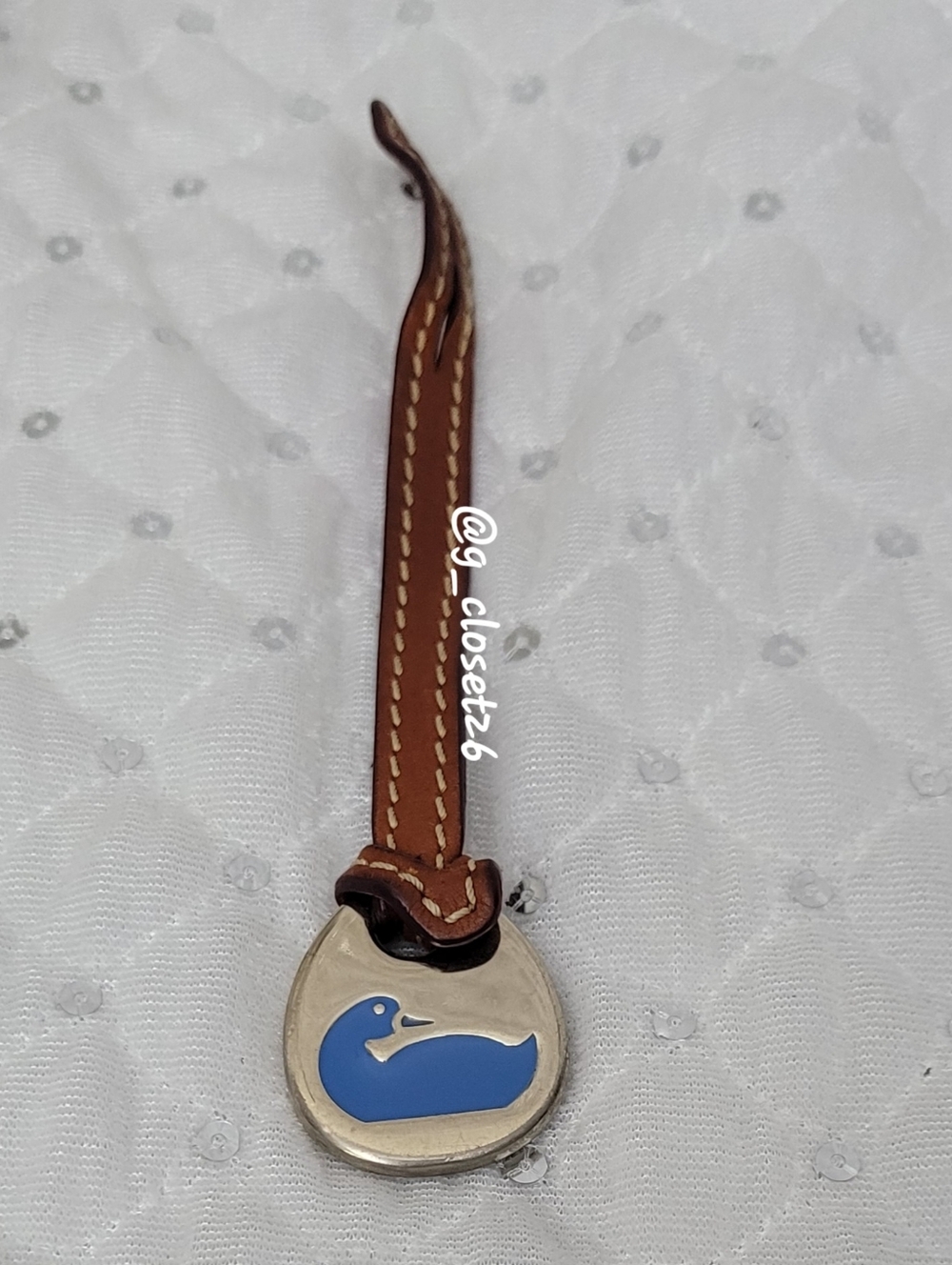 Dooney & Bourne Leather Key Fob with Blue Duck Emblem